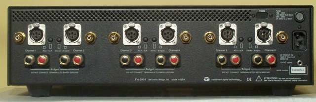 Bel Canto Evo 200.6 Back Panel, Click for annotated image.
