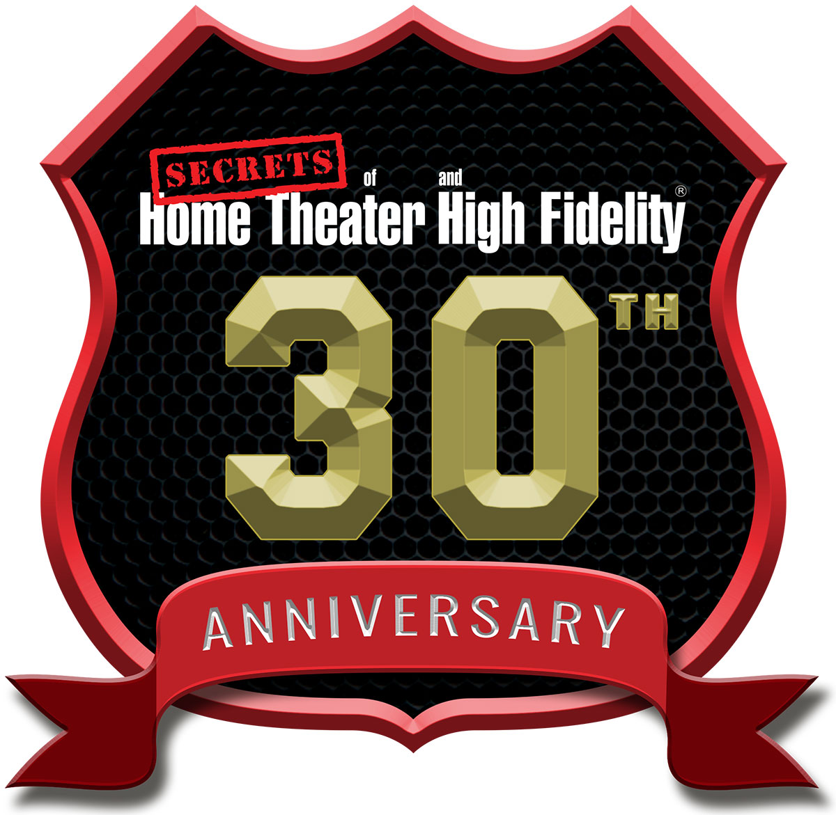 SECRETS of Home Theater and High Fidelity 30th Anniversary logo badge emblem SECRETS of Home Theater and High Fidelity 30th Anniversary logo badge emblem